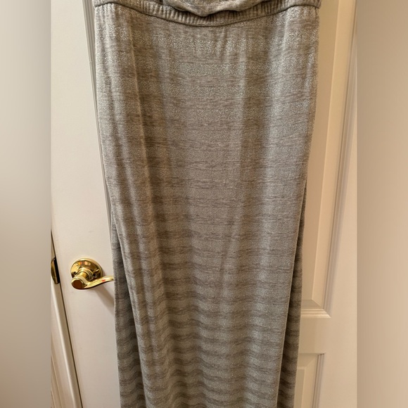 NWOT White House Black Market Gray Glitter Strapless Stripe Maxi Dress Size S - Picture 6 of 10